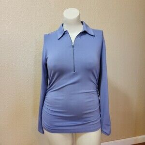 Soft Surroundings Complementry Zip Up Ruched Collar Top Size M New Lavender New